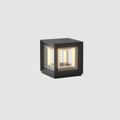 Frosted Plinth Black White Outdoor Post Light