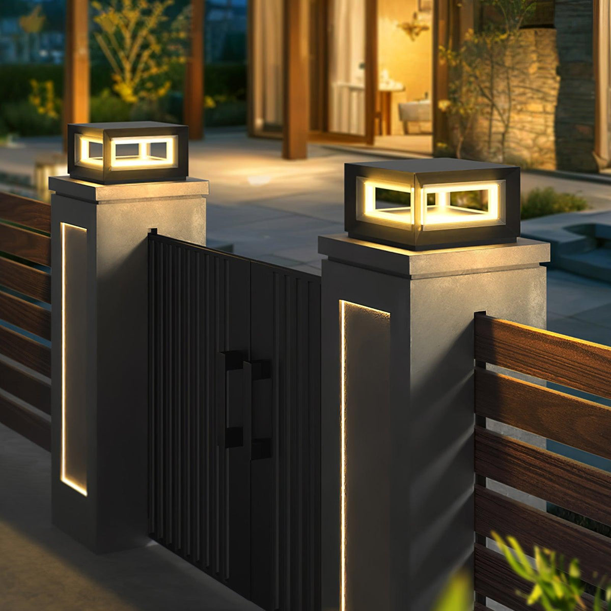 Frosted Plinth Black White Outdoor Post Light
