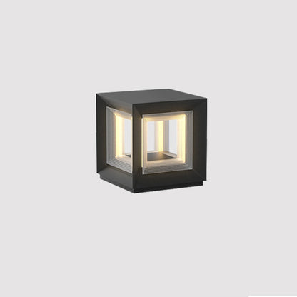 Frosted Plinth Black White Outdoor Post Light
