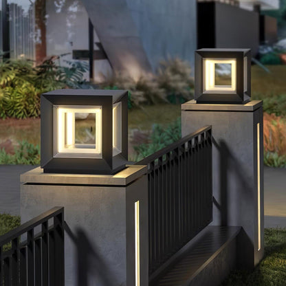 Frosted Plinth Black White Outdoor Post Light