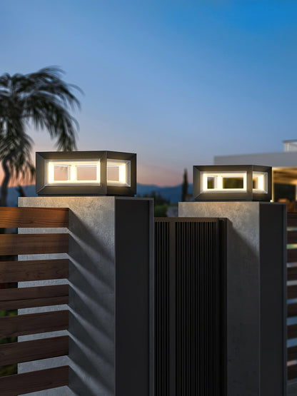 Frosted Plinth Black White Outdoor Post Light