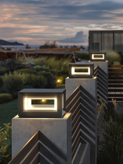 Frosted Plinth Black White Outdoor Post Light