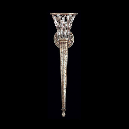 Frozen Icicle Antiqued Silver Crystal Wall Sconce