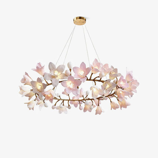 Garland Brass Pink Ceramic Chandelier