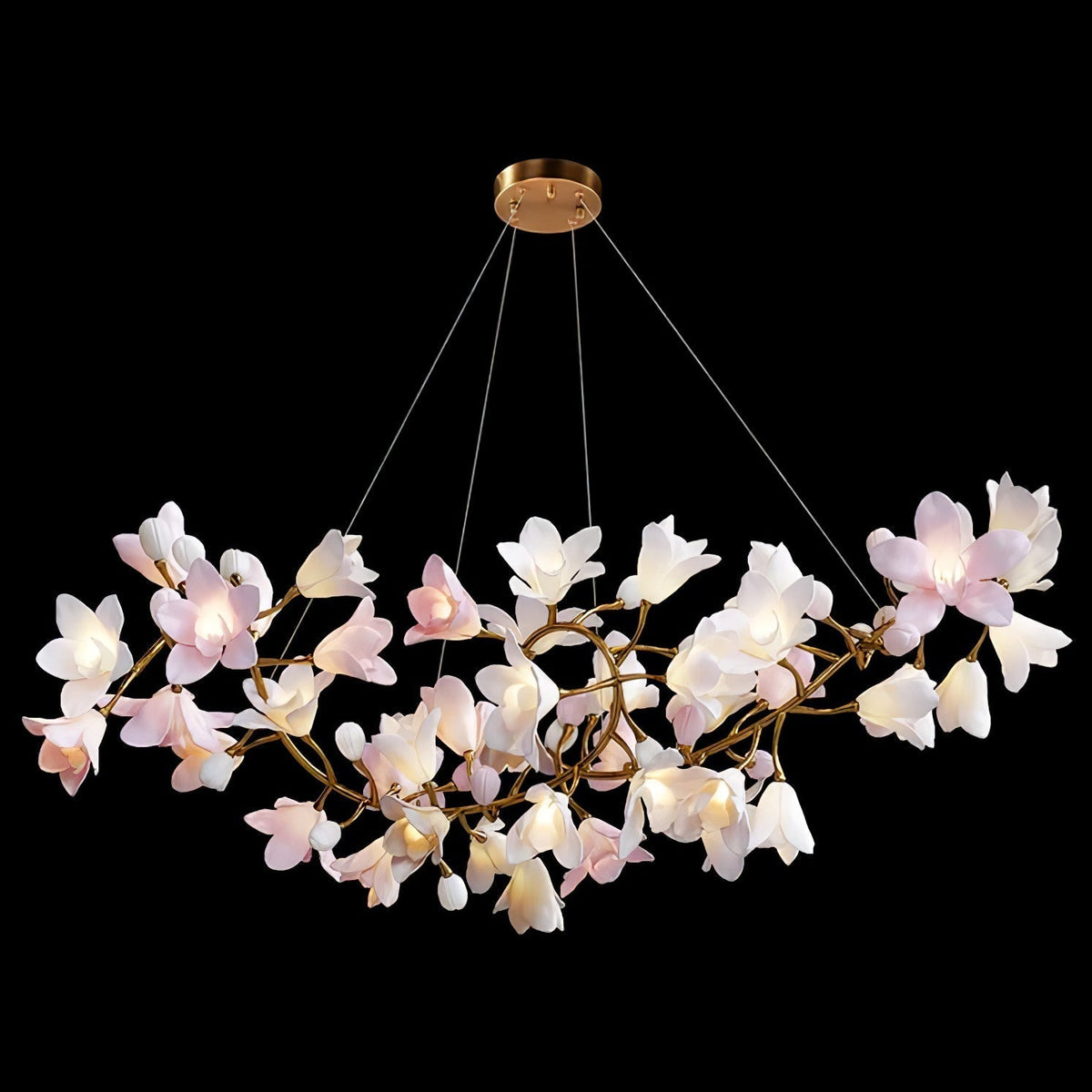 Garland Brass Pink Ceramic Chandelier