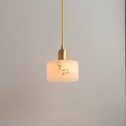 Geometric Brass Alabaster Pendant