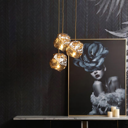 Glacier Drop Brass Multi-Light Pendant