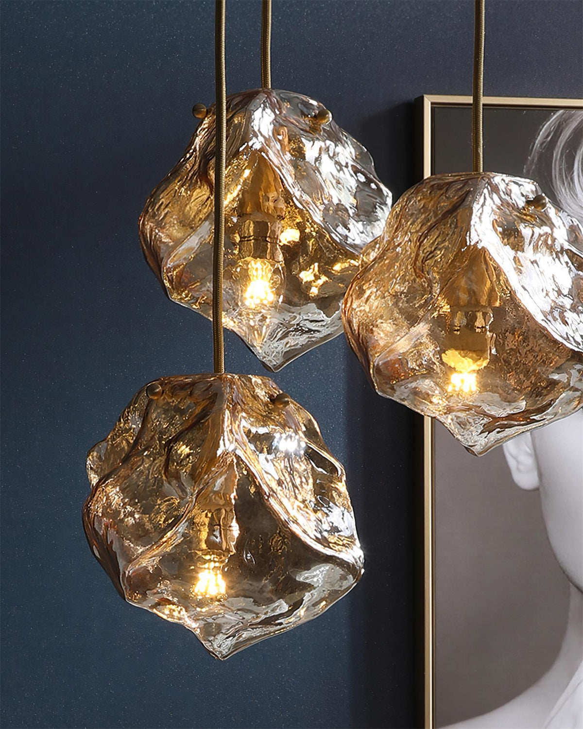 Glacier Drop Brass Multi-Light Pendant