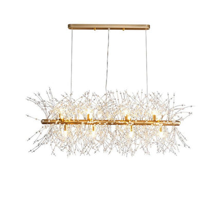 Gold Firefly Crystal Linear Chandelier / 12head golden tricolor dimmin