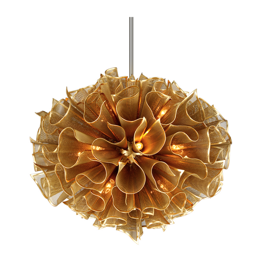 Gold Leaf Sixteen-Light Chandelier