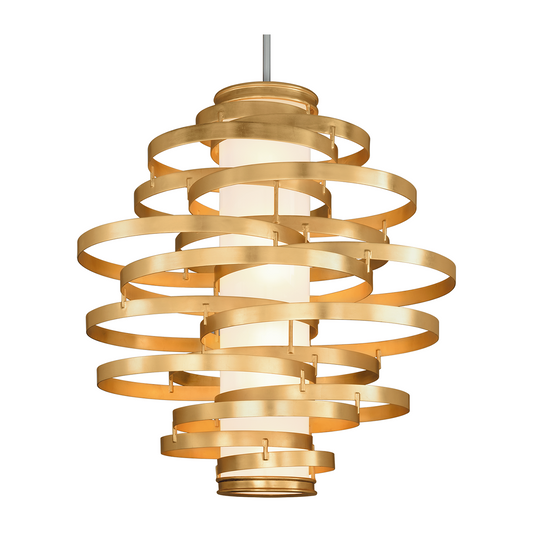 Gold Leaf Triple-Light Ceiling Chandelier