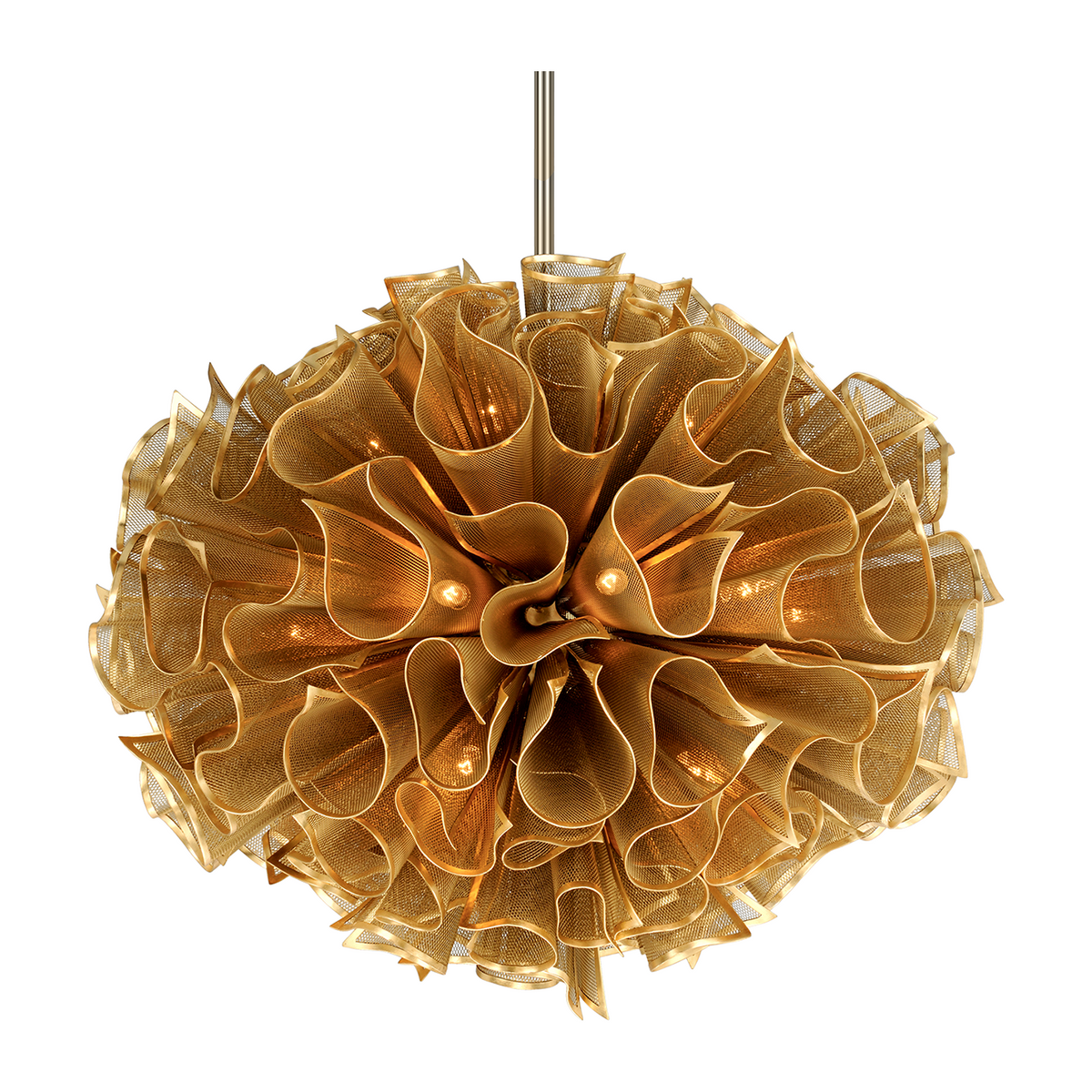 Gold Leaf Twenty-Light Chandelier