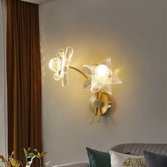 Gold Light Luxury LED Bedside Wall Light / Three Colors / Gold