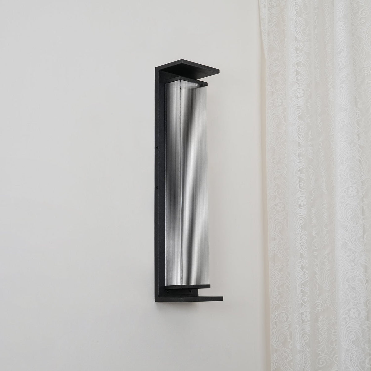 Gridlock Black LED Outdoor Wall Light