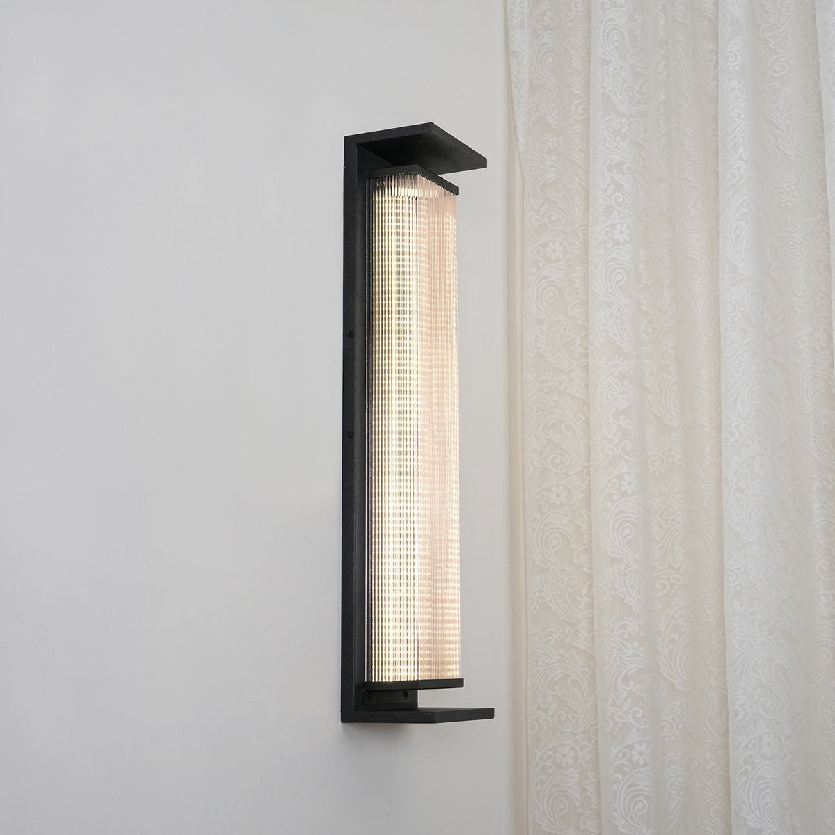 Gridlock Black LED Outdoor Wall Light