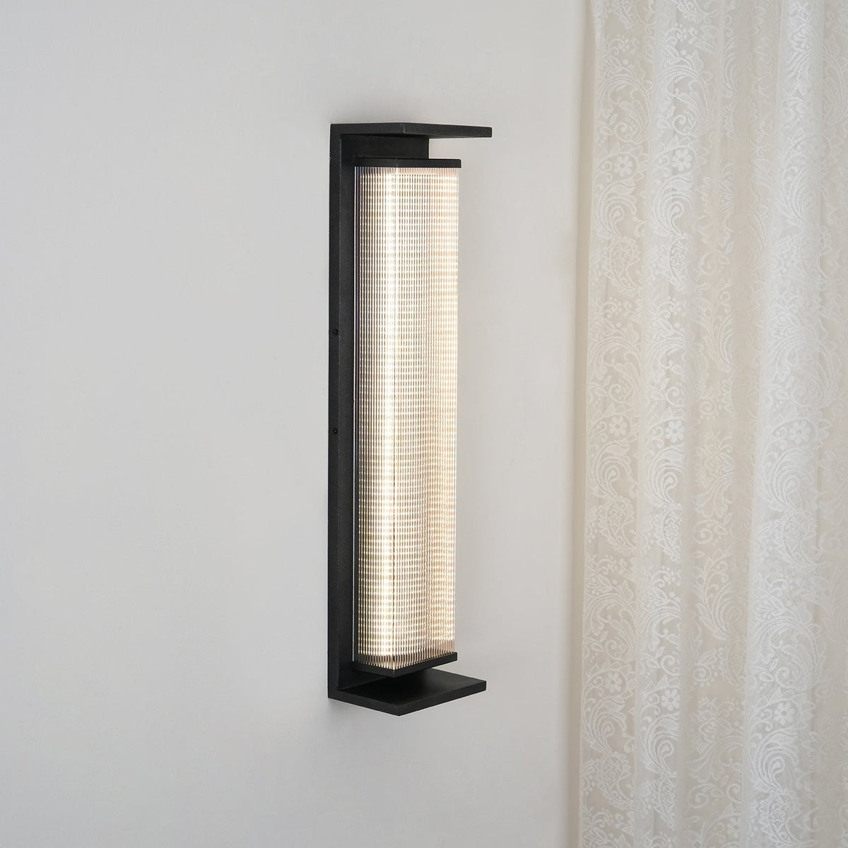 Gridlock Black LED Outdoor Wall Light