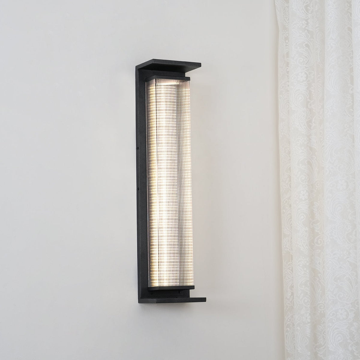 Gridlock Black LED Outdoor Wall Light