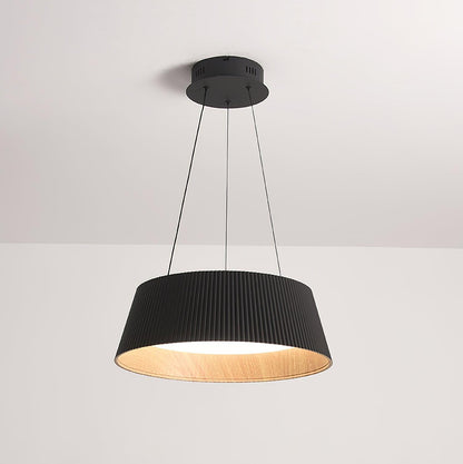 Modern Ribbed Pendant Light ∅ 18.1″ x H 5.9″ / Dia 46cm x H 15cm / Black / Warm Light Pendant light