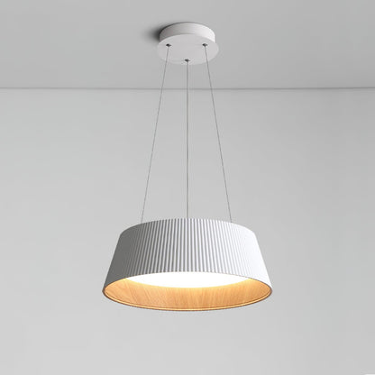 Modern Ribbed Pendant Light ∅ 18.1″ x H 5.9″ / Dia 46cm x H 15cm / White / Warm Light Pendant light