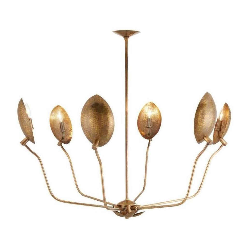 Hammered Lotus Vintage Brass Chandelier