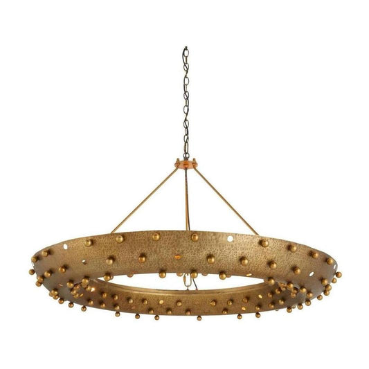 Hammered Sphere Antique Brass Ring Chandelier