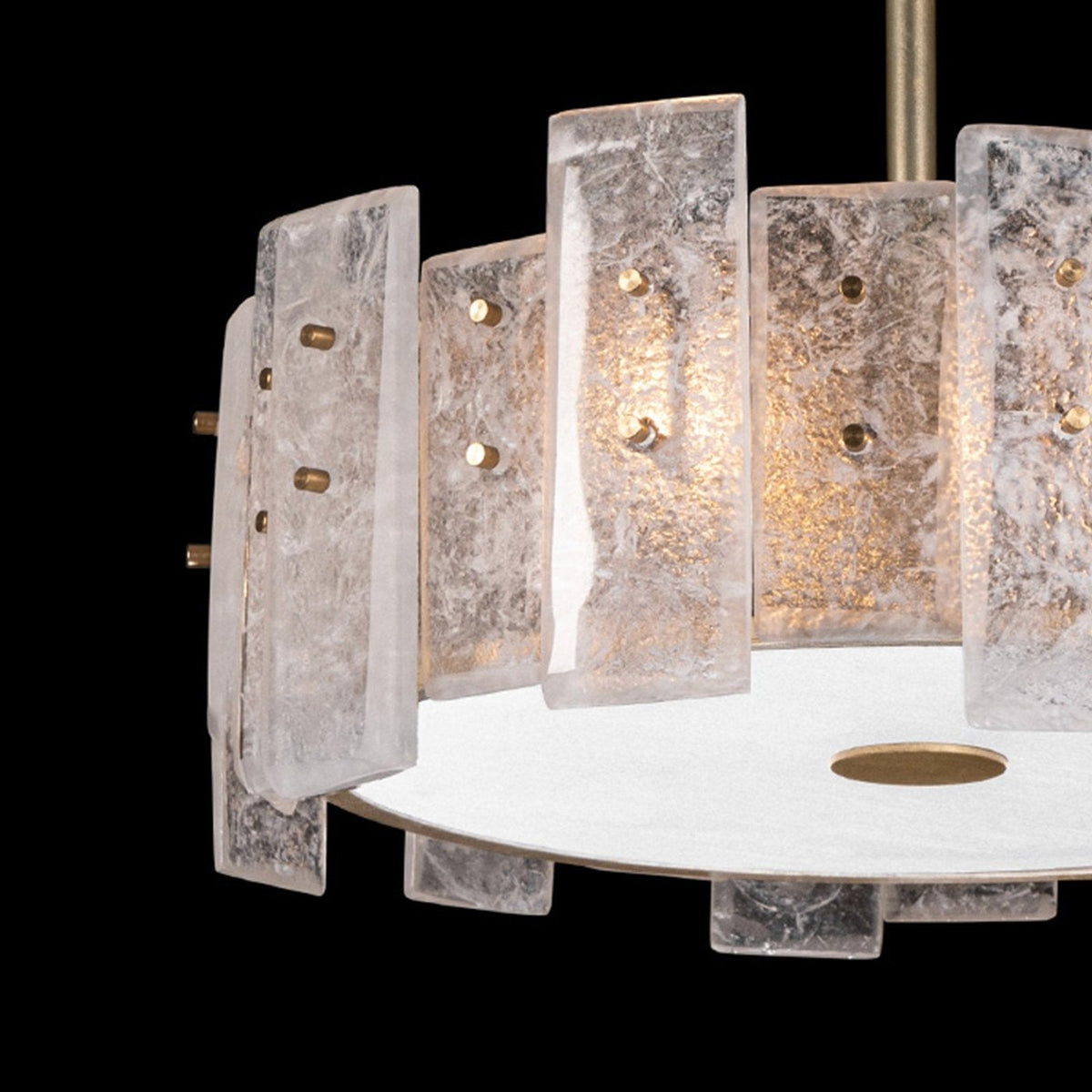 Hand-Edged Cast Glass Gold Silver Semi-Flush Light