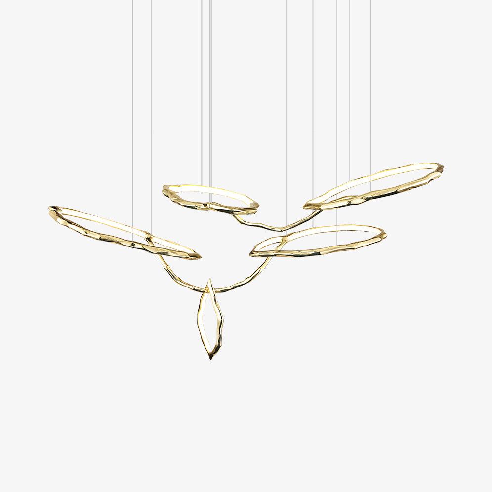 Hand-Etched Brass Loop LED Ring Chandelier