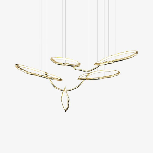 Hand-Etched Brass Loop LED Ring Chandelier