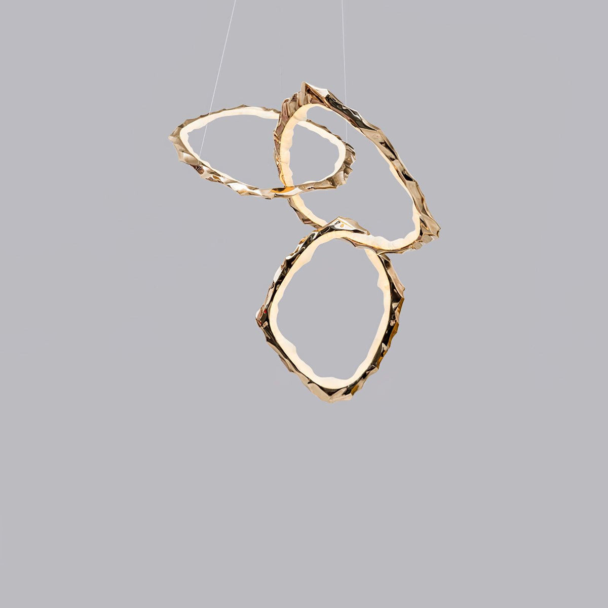 Hand-Etched Brass Loop LED Ring Chandelier