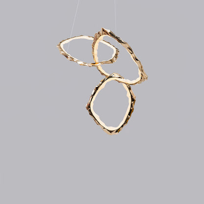 Hand-Etched Brass Loop LED Ring Chandelier
