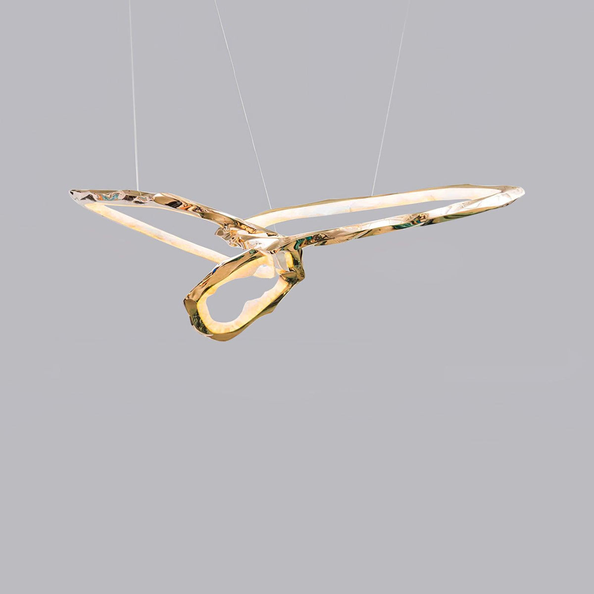 Hand-Etched Brass Loop LED Ring Chandelier