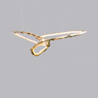 Hand-Etched Brass Loop LED Ring Chandelier