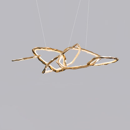 Hand-Etched Brass Loop LED Ring Chandelier