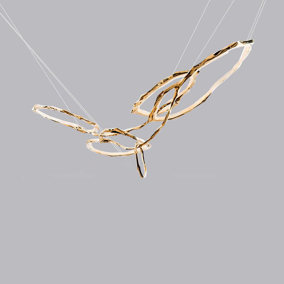 Hand-Etched Brass Loop LED Ring Chandelier