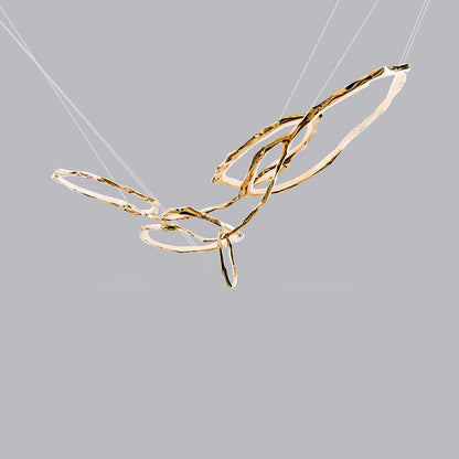 Hand-Etched Brass Loop LED Ring Chandelier
