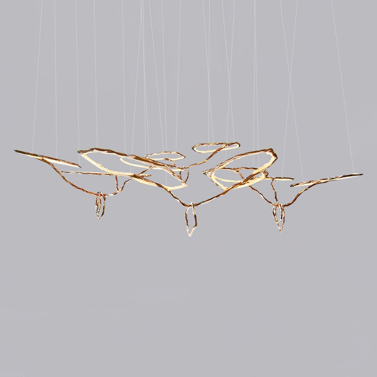 Hand-Etched Brass Loop LED Ring Chandelier