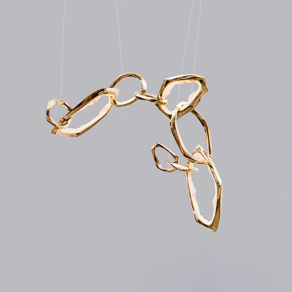 Hand-Etched Brass Loop LED Ring Chandelier