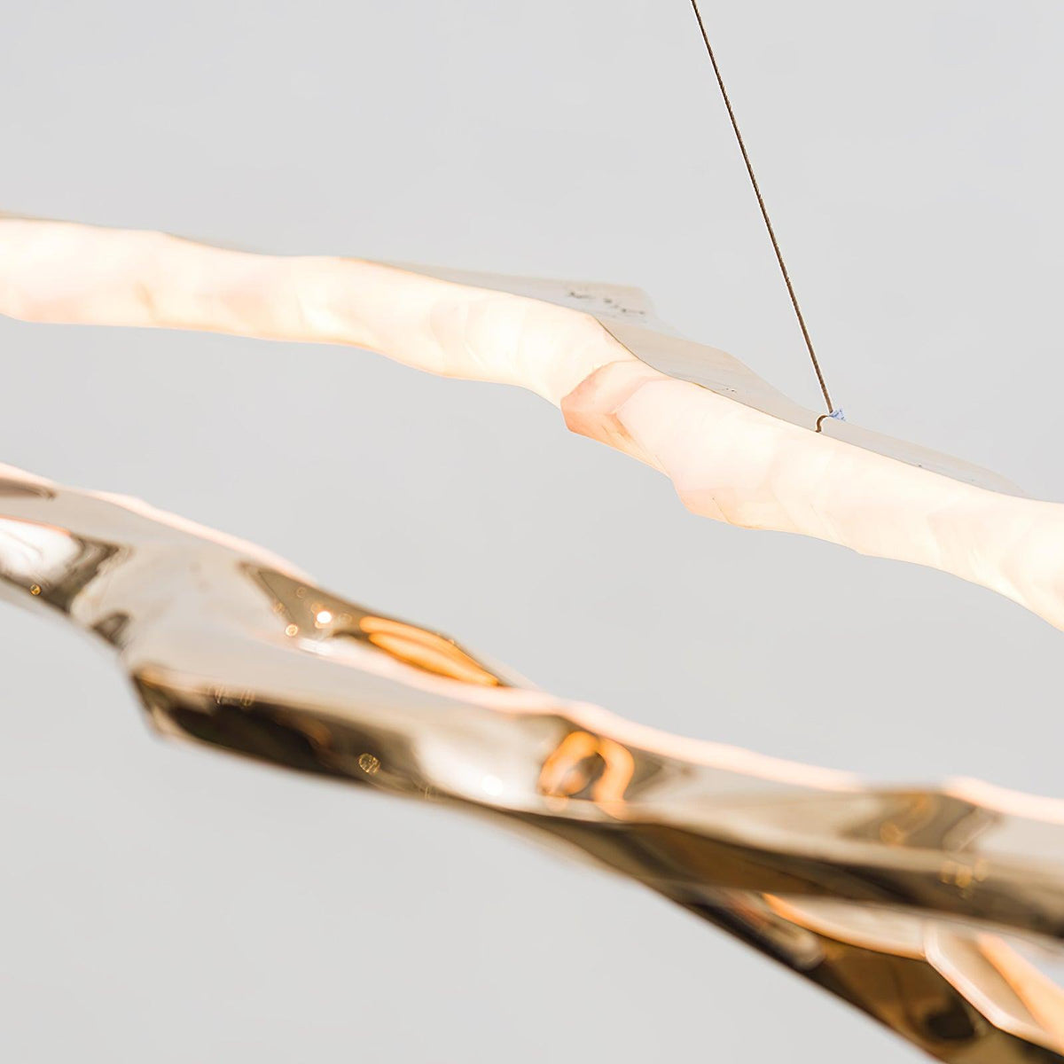 Hand-Etched Brass Loop LED Ring Chandelier