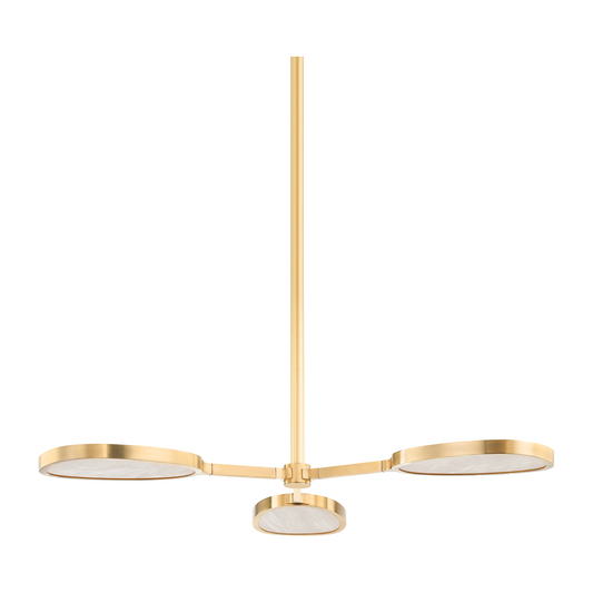 Hand-Finished Vintage Brass Three-Light Semi-Flush Light