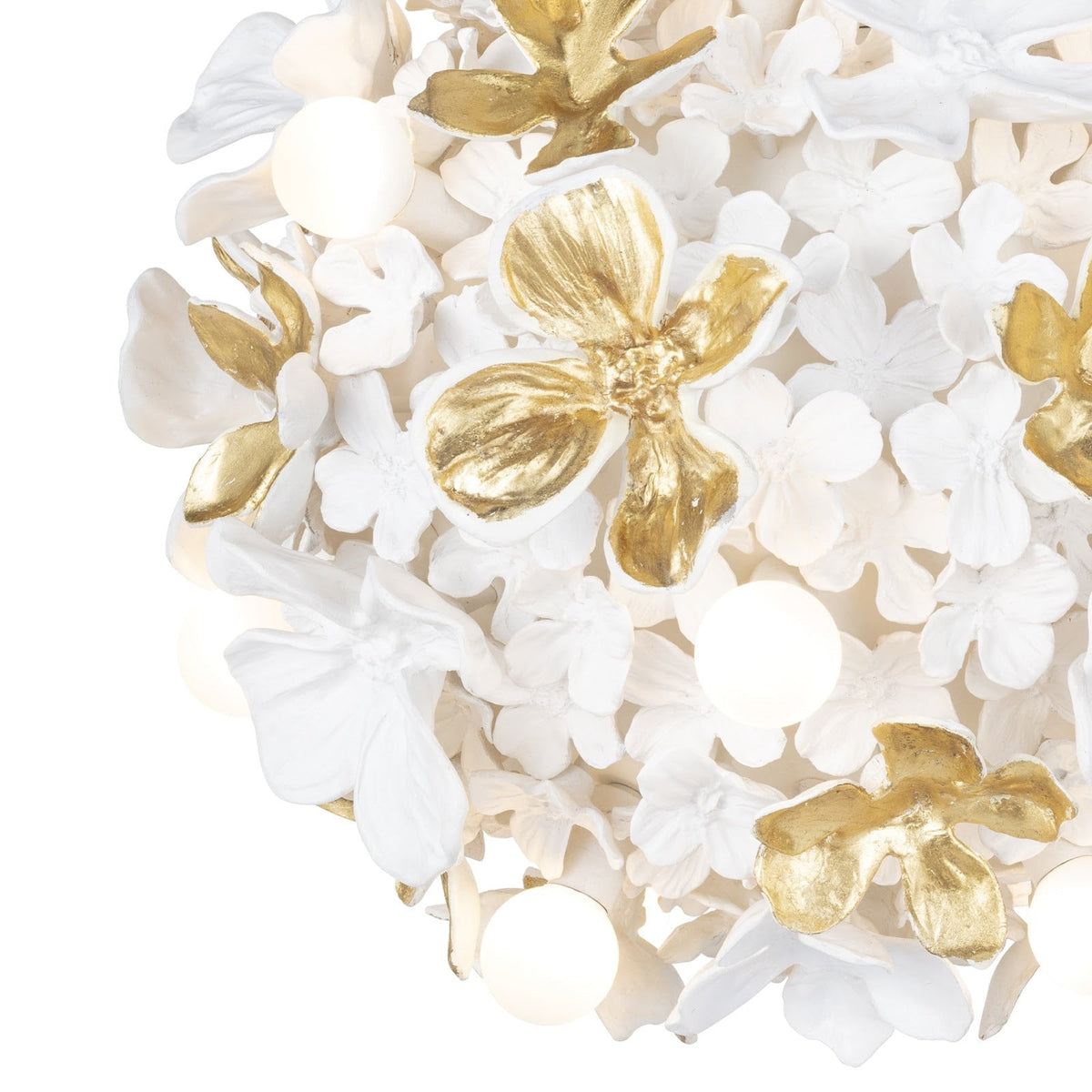 Hand-Petaled White Gold Floral Chandelier