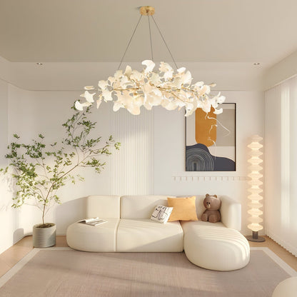 Handcrafted Ceramic Gold White Multi-Light Chandelier