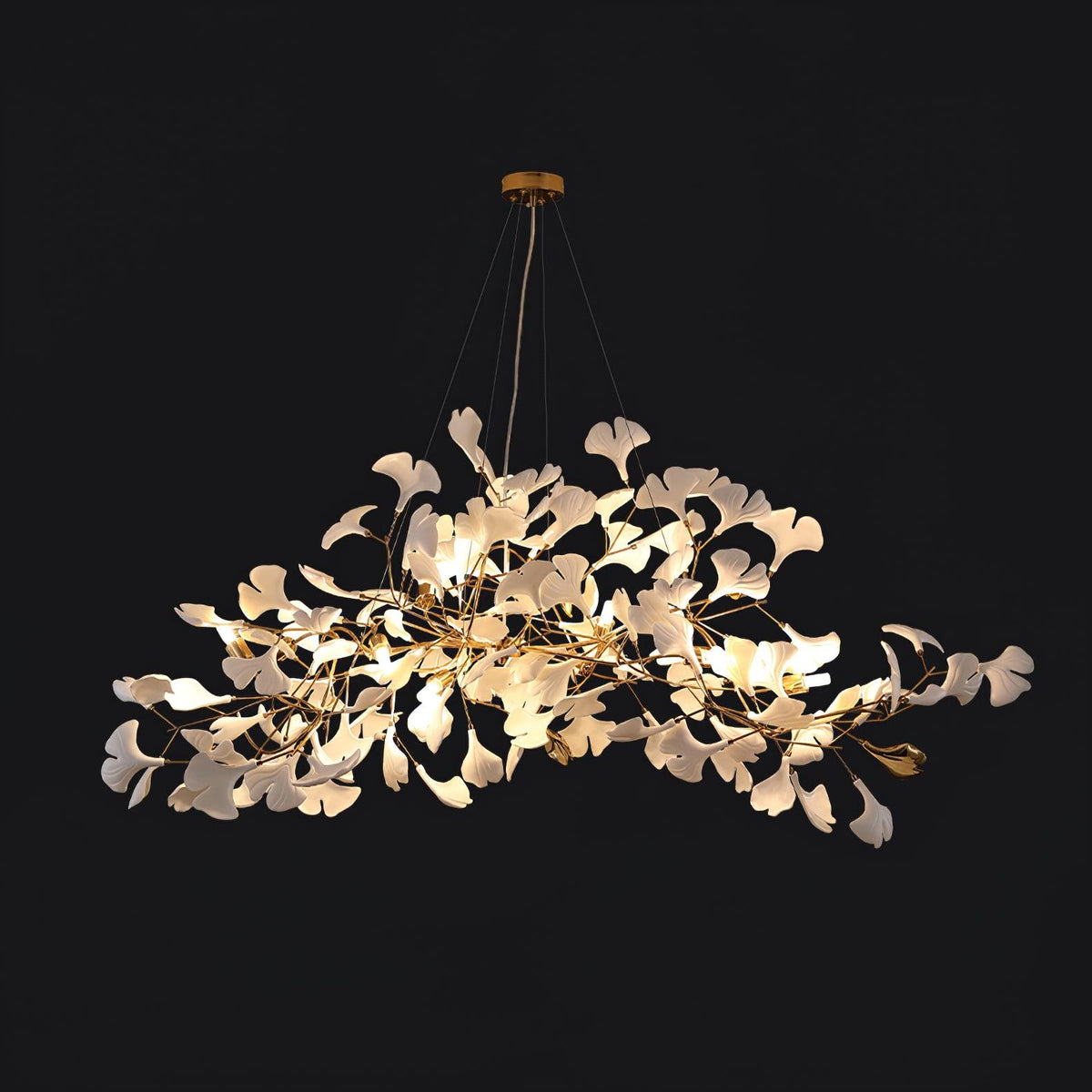 Handcrafted Ceramic Gold White Multi-Light Chandelier
