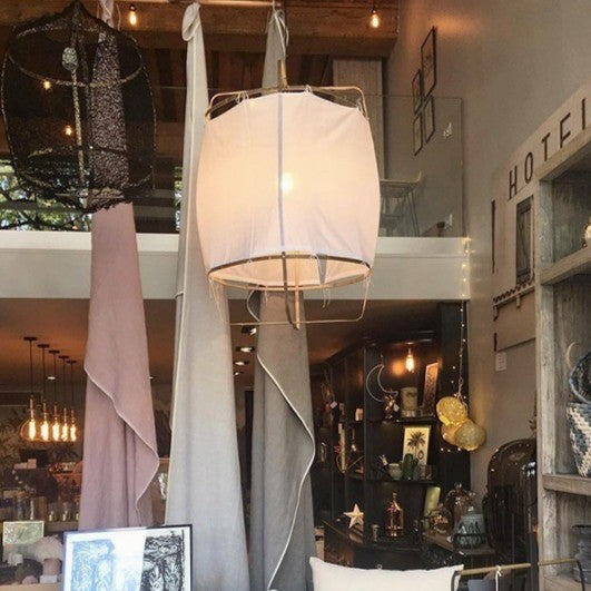 Handmade Linen and Bamboo Pendant Lamp