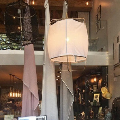 Handmade Linen and Bamboo Pendant Lamp