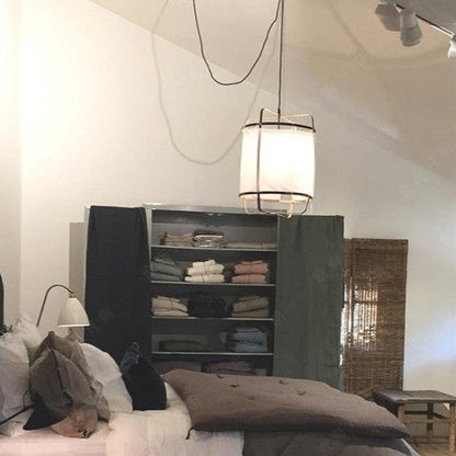 Handmade Linen and Bamboo Pendant Lamp