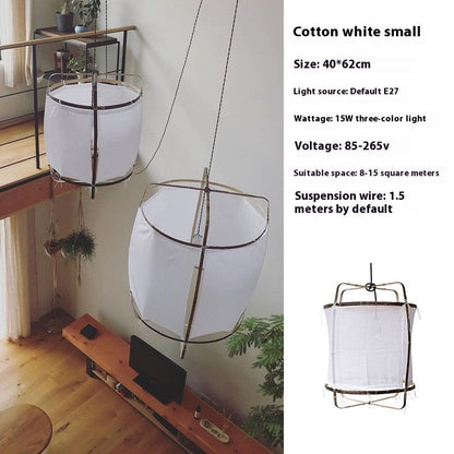 Handmade Linen and Bamboo Pendant Lamp