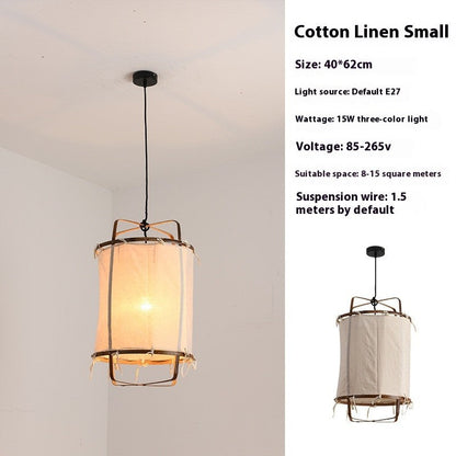 Handmade Linen and Bamboo Pendant Lamp