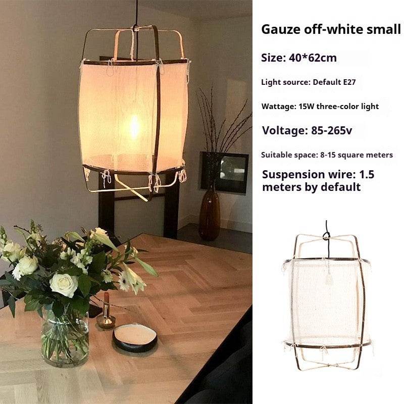 Handmade Linen and Bamboo Pendant Lamp