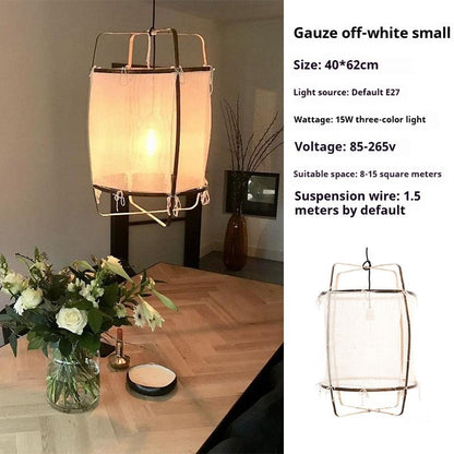 Handmade Linen and Bamboo Pendant Lamp