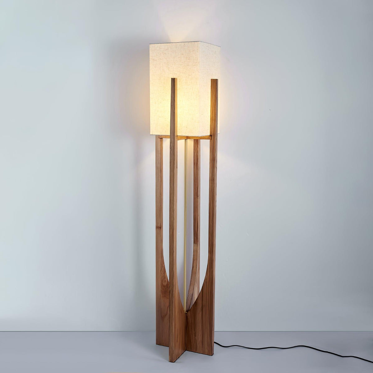 Hearthshade Walnut Ash Fabric Floor Lamp